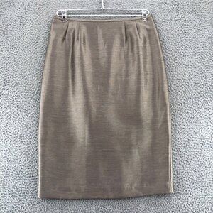 Kasper Skirt Womens 6 Gray Satin Shimmer Midi Straight Pencil Career Office Work